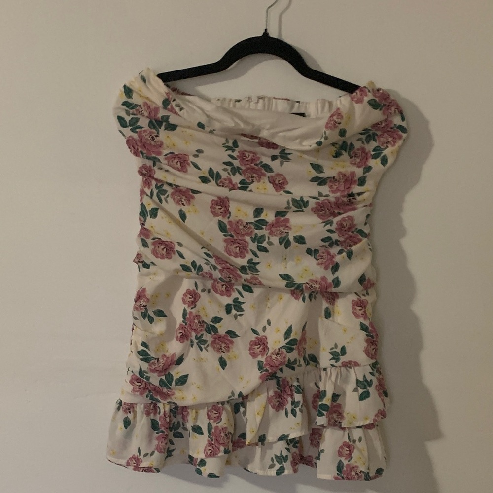 Blue Blush Floral Mini Dress - Pink and Green
